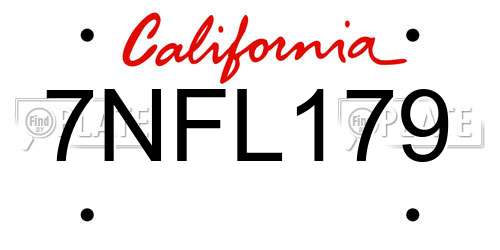 7NFL179 California License Plate