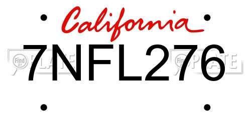 7NFL276 California License Plate