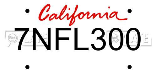 7NFL300 California License Plate