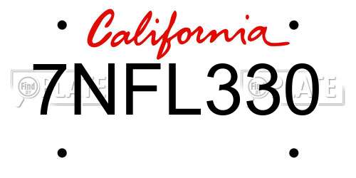 7NFL330 California License Plate
