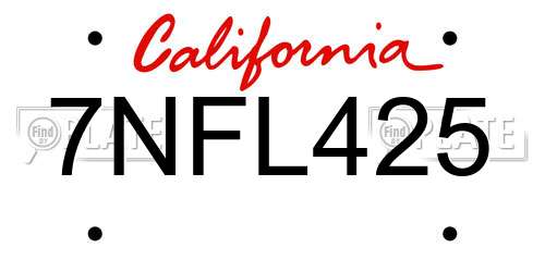 7NFL425 California License Plate