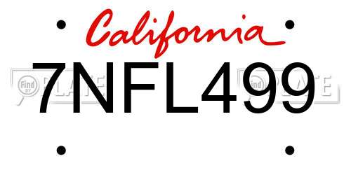 7NFL499 California License Plate
