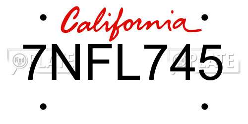 7NFL745 California License Plate