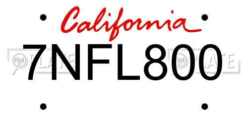 7NFL800 California License Plate