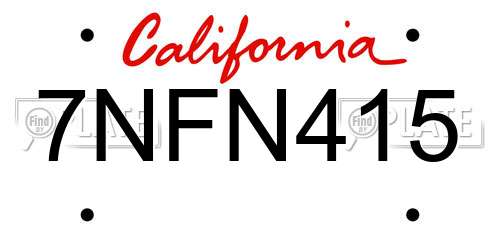 7NFN415 California License Plate
