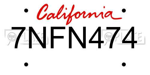 7NFN474 California License Plate