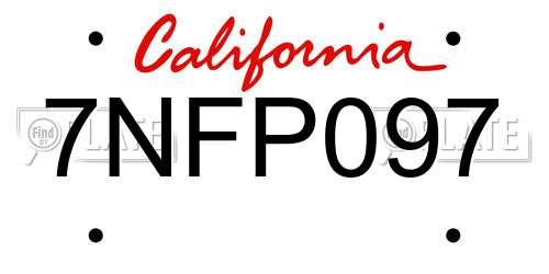 7NFP097 California License Plate