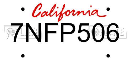 7NFP506 California License Plate