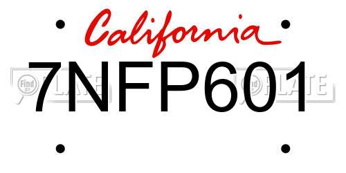 7NFP601 California License Plate