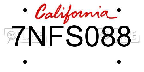 7NFS088 California License Plate