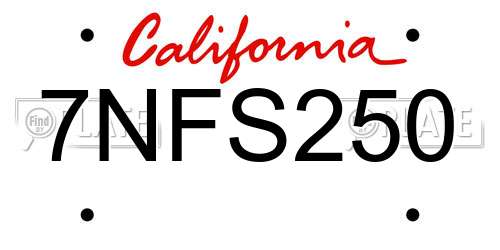 7NFS250 California License Plate