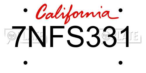 7NFS331 California License Plate