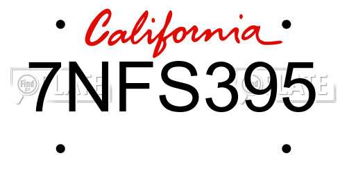 7NFS395 California License Plate