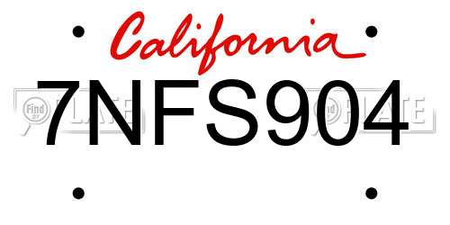 7NFS904 California License Plate