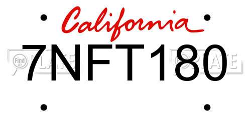 7NFT180 California License Plate