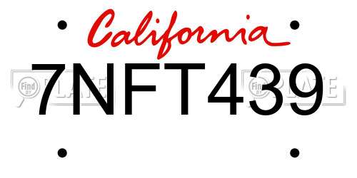 7NFT439 California License Plate