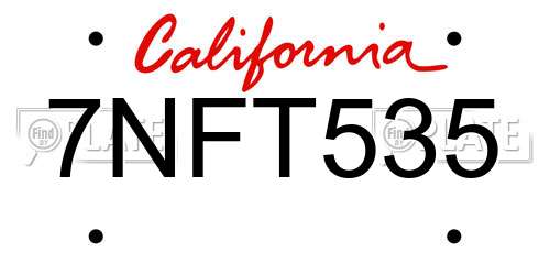 7NFT535 California License Plate