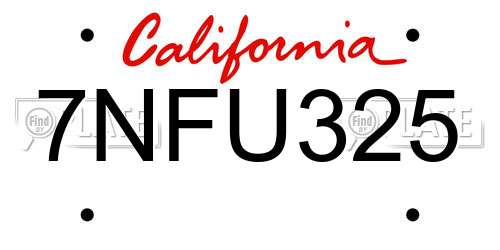 7NFU325 California License Plate