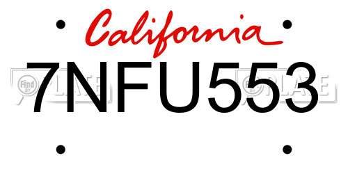 7NFU553 California License Plate