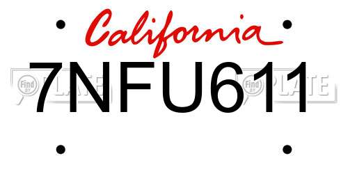 7NFU611 California License Plate
