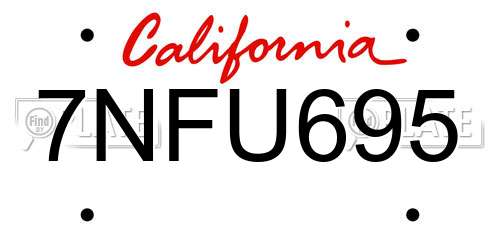 7NFU695 California License Plate