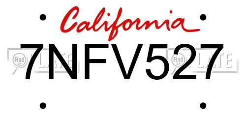7NFV527 California License Plate