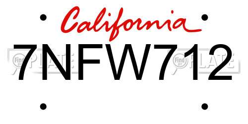 7NFW712 California License Plate