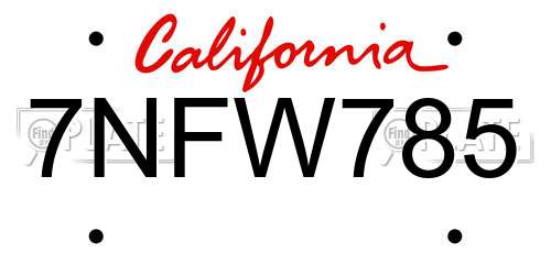 7NFW785 California License Plate
