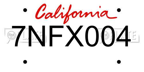 7NFX004 California License Plate