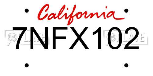 7NFX102 California License Plate