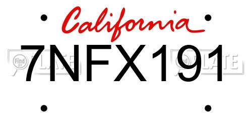 7NFX191 California License Plate