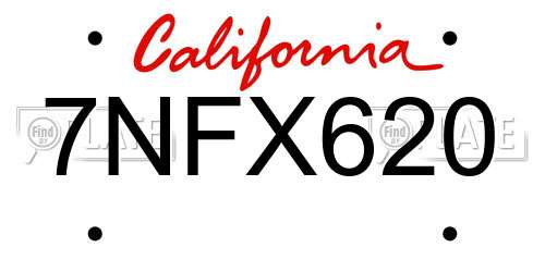 7NFX620 California License Plate