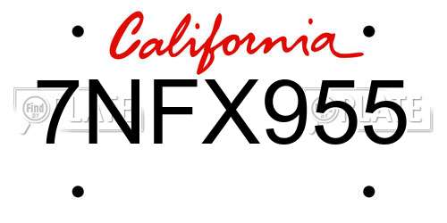 7NFX955 California License Plate