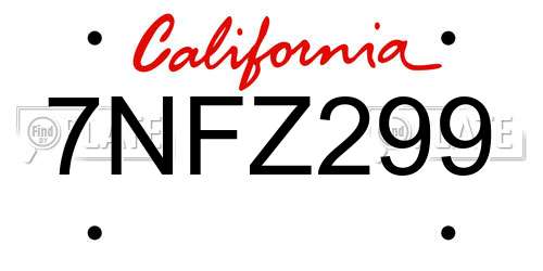 7NFZ299 California License Plate