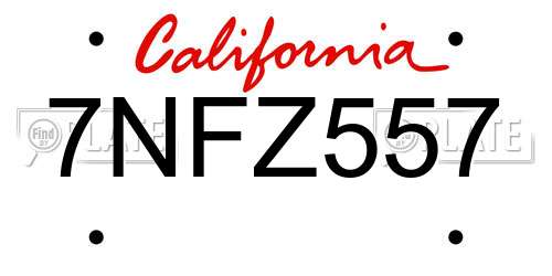 7NFZ557 California License Plate