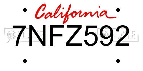 7NFZ592 California License Plate