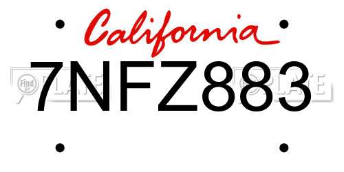 7NFZ883 California License Plate