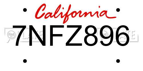 7NFZ896 California License Plate