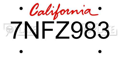 7NFZ983 California License Plate