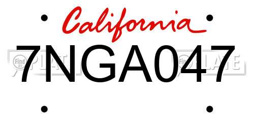7NGA047 California License Plate