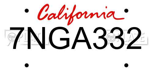 7NGA332 California License Plate