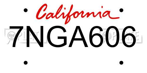 7NGA606 California License Plate
