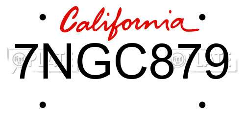7NGC879 California License Plate