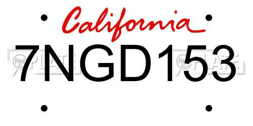 7NGD153 California License Plate