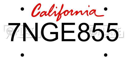 7NGE855 California License Plate