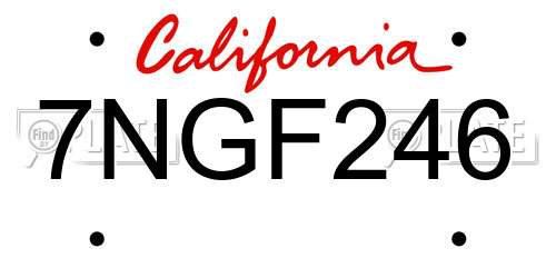 7NGF246 California License Plate
