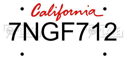7NGF712 California License Plate