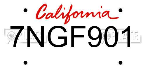 7NGF901 California License Plate
