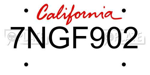 7NGF902 California License Plate