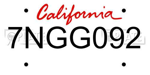 7NGG092 California License Plate